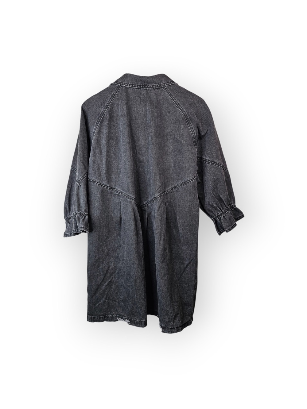 Edgy Western Black Denim Ruffle Dress Sz XL - Picture 5 of 5